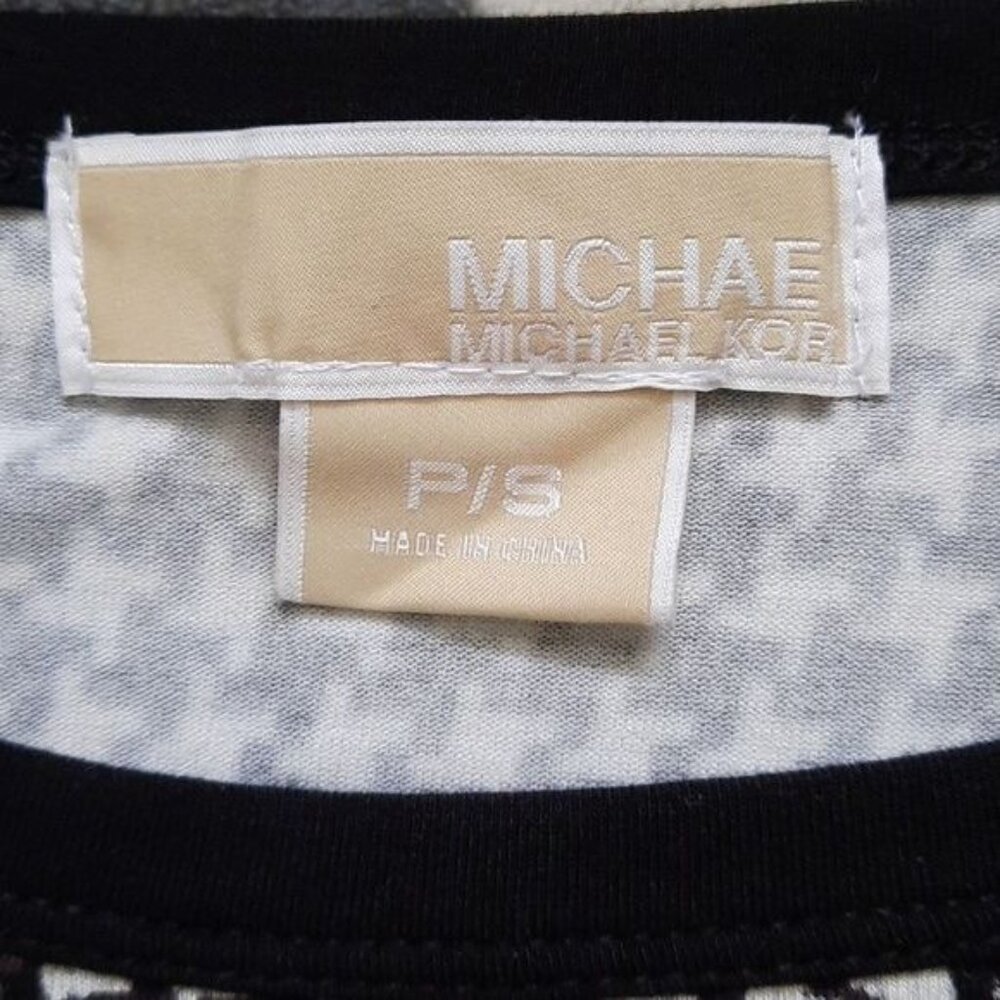 Michael Michael Kors Black & White Houndstooth Striped Sleeve Sweater Size P/S - Picture 3 of 6